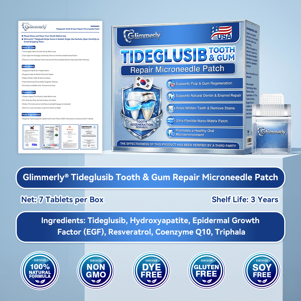 🦷𝐆𝐥𝐢𝐦𝐦𝐞𝐫𝐥𝐲® 🌼Tideglusib flaster s mikroiglama za popravak zubi i desni|Napredne trakice za aktivaciju matičnih stanica (obnavljaju caklinu i dentin, jačaju desni, uklanjaju kamenac i neugodne mirise, zaustavljaju osjetljivost zuba)) 3.0