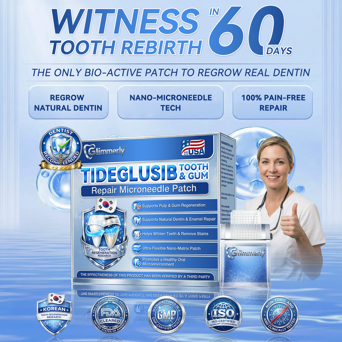 🦷𝐆𝐥𝐢𝐦𝐦𝐞𝐫𝐥𝐲® 🌼Tideglusib flaster s mikroiglama za popravak zubi i desni|Napredne trakice za aktivaciju matičnih stanica (obnavljaju caklinu i dentin, jačaju desni, uklanjaju kamenac i neugodne mirise, zaustavljaju osjetljivost zuba)) 3.0