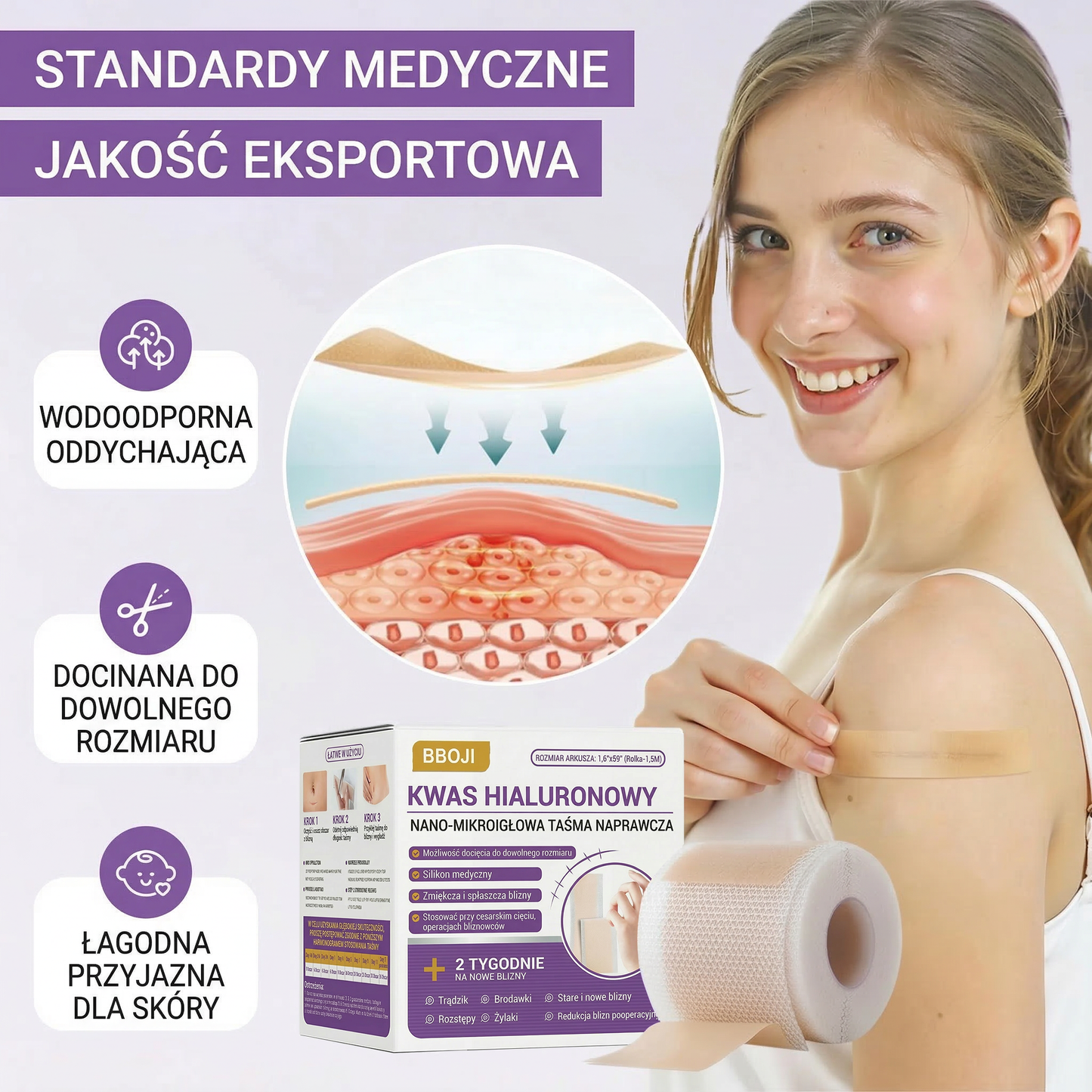 ✅Oficjalny sklep | BBOJI® kwas hialuronowy nano-mikroigłowa taśma naprawcza 🏥(leczenie starych i nowych blizn, redukcja blizn pooperacyjnych, rozstępów, bliznowców, trądziku, oparzeń, brodawek, zmian skórnych oraz żylaków)